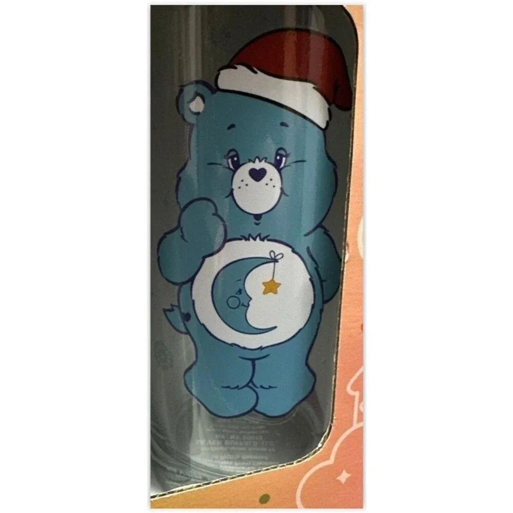 CARE BEARS Christmas Holiday Set Of 4 Glasses 10oz Glass Cups NEW